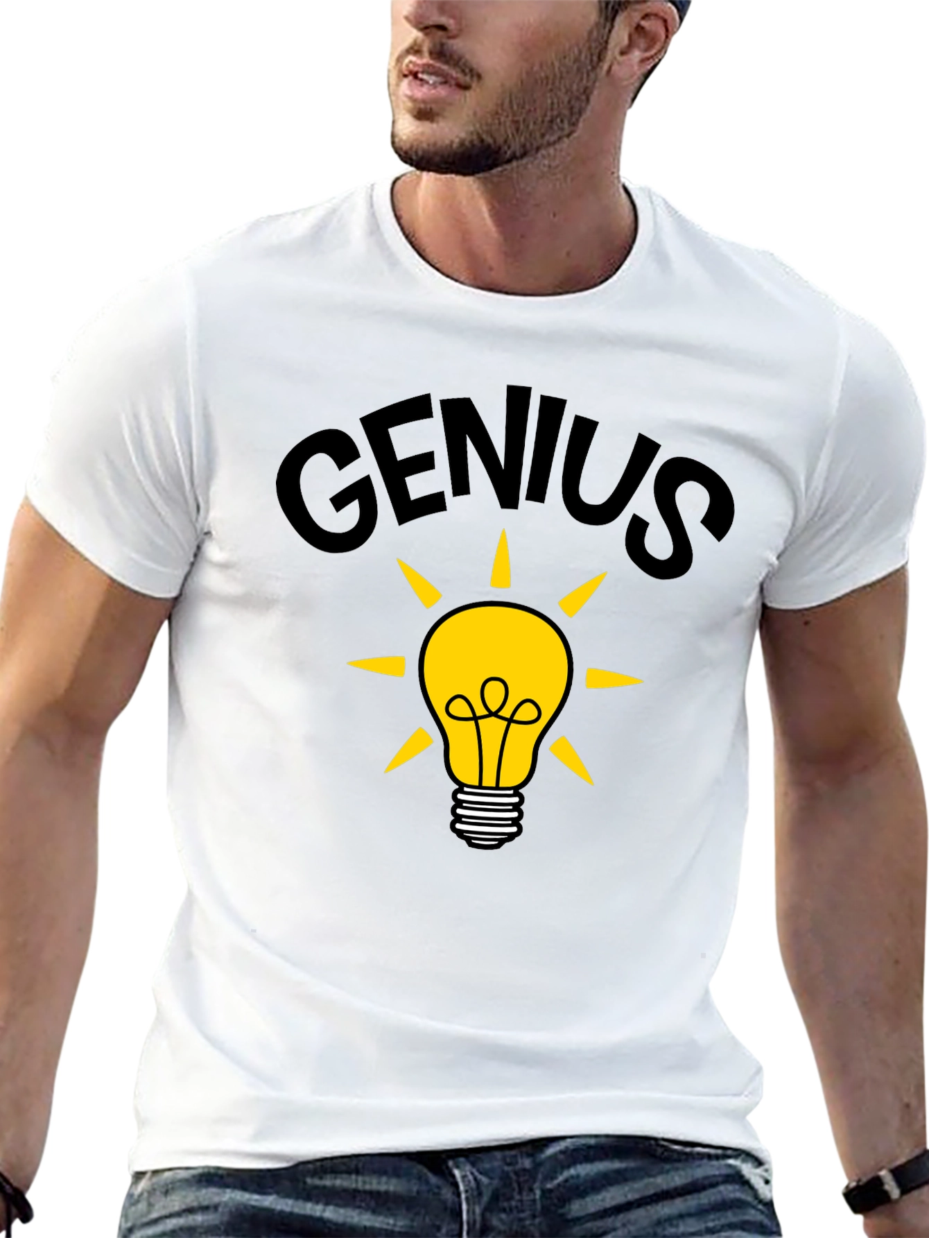 Genius Idea Light Bulb T-Shirt - Black Cotton Tee