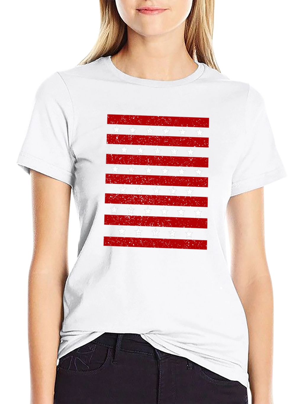 Patriotic Stripes & Stars Graphic T-Shirt