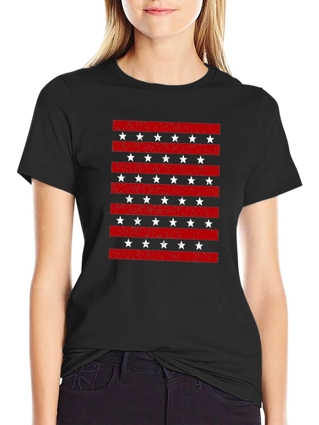 Patriotic Stripes & Stars Graphic T-Shirt