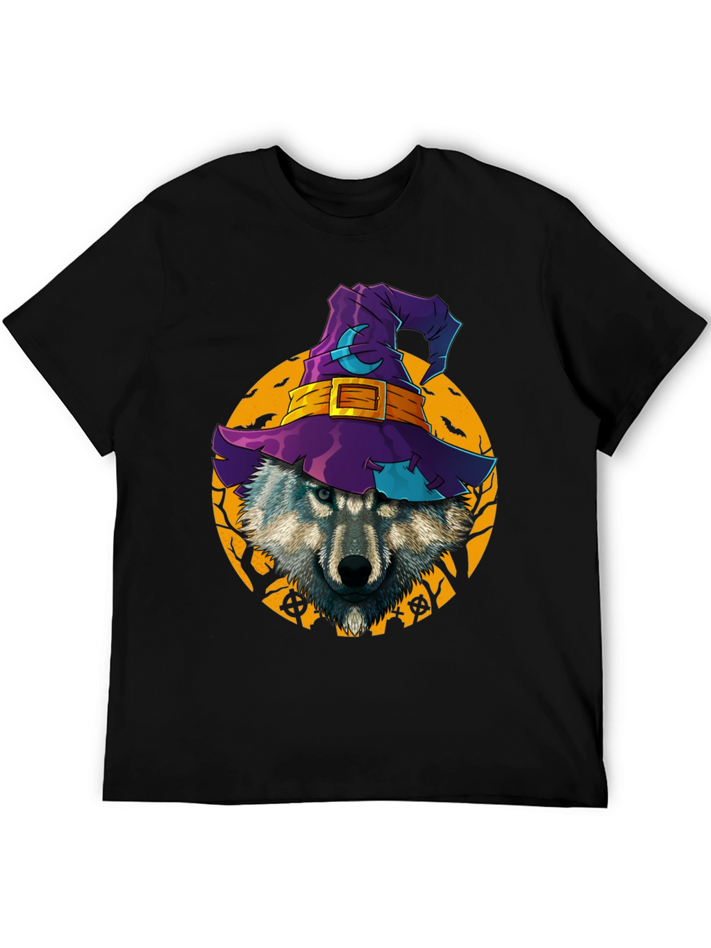 Halloween Wolf Witch Hat T-Shirt