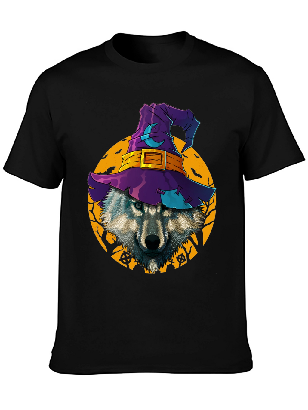 Halloween Wolf Witch Hat T-Shirt