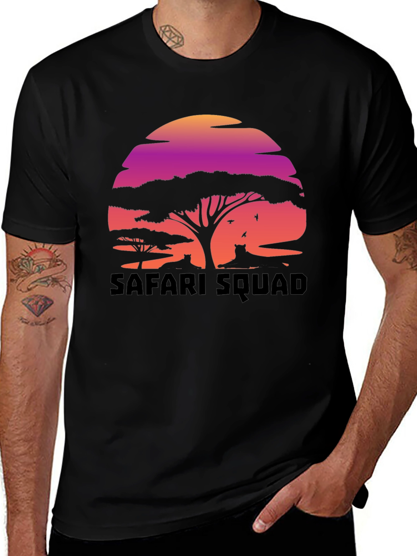 Safari Squad Graphic Tee - Sunset Wildlife Design