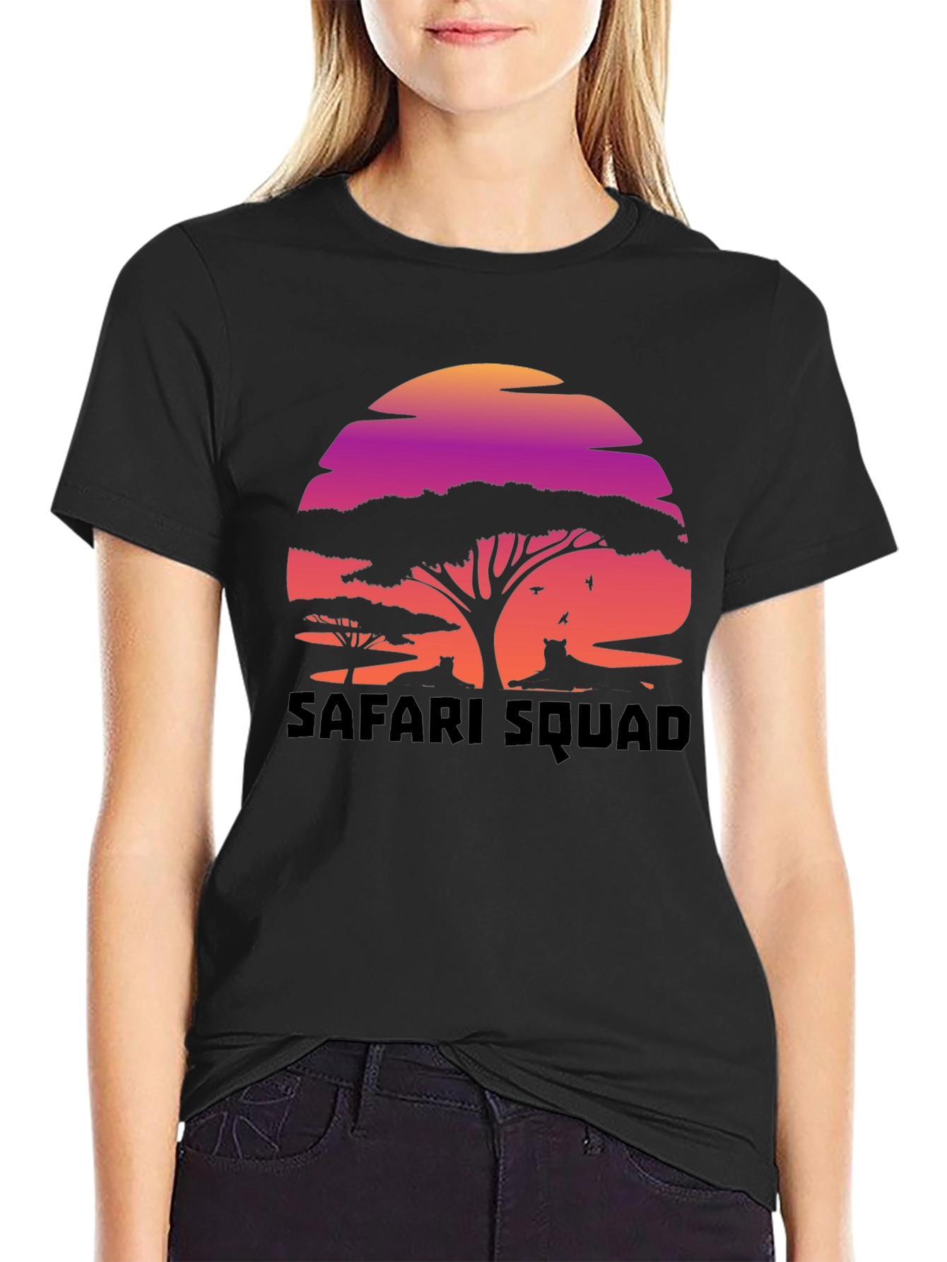 Safari Squad Graphic Tee - Sunset Wildlife Design