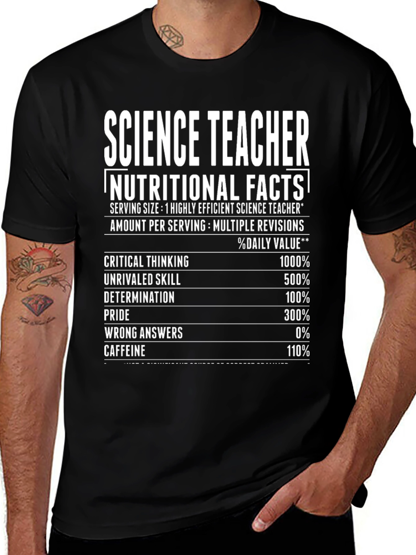 Science Teacher Nutritional Facts T-Shirt Funny Gift