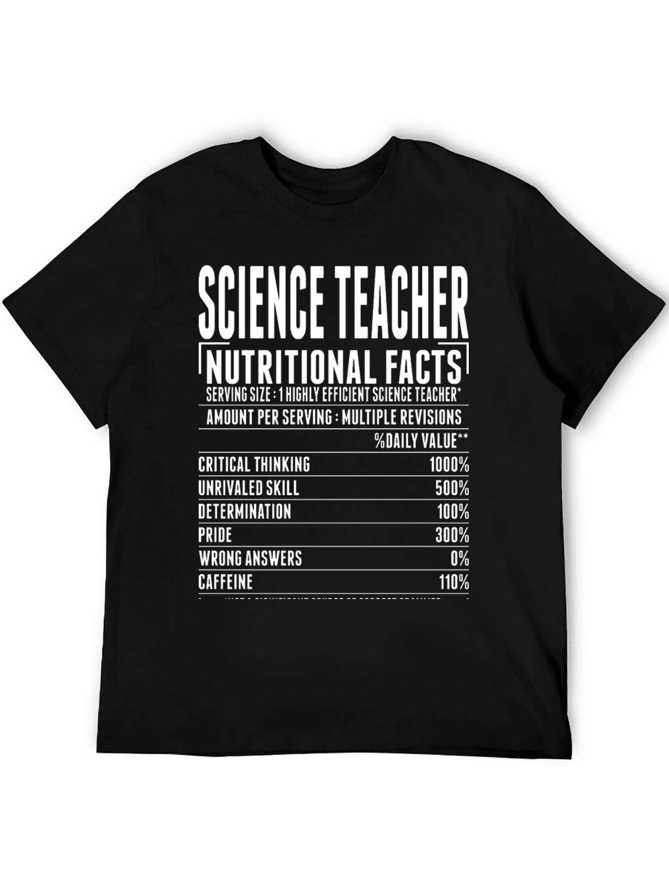 Science Teacher Nutritional Facts T-Shirt Funny Gift