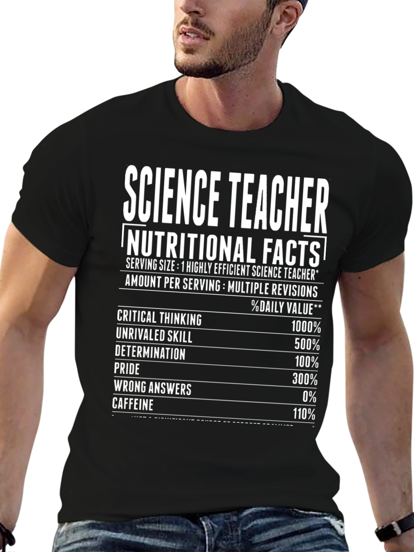 Science Teacher Nutritional Facts T-Shirt Funny Gift