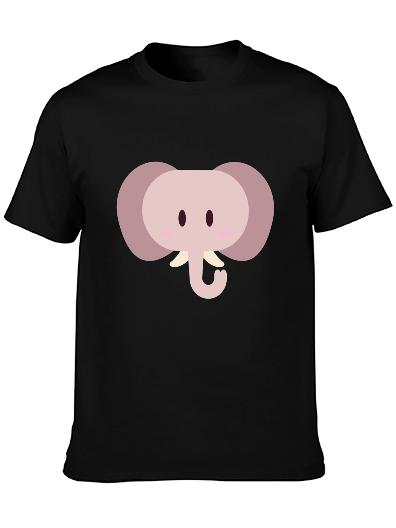 Cute Cartoon Elephant Graphic Tee - Black