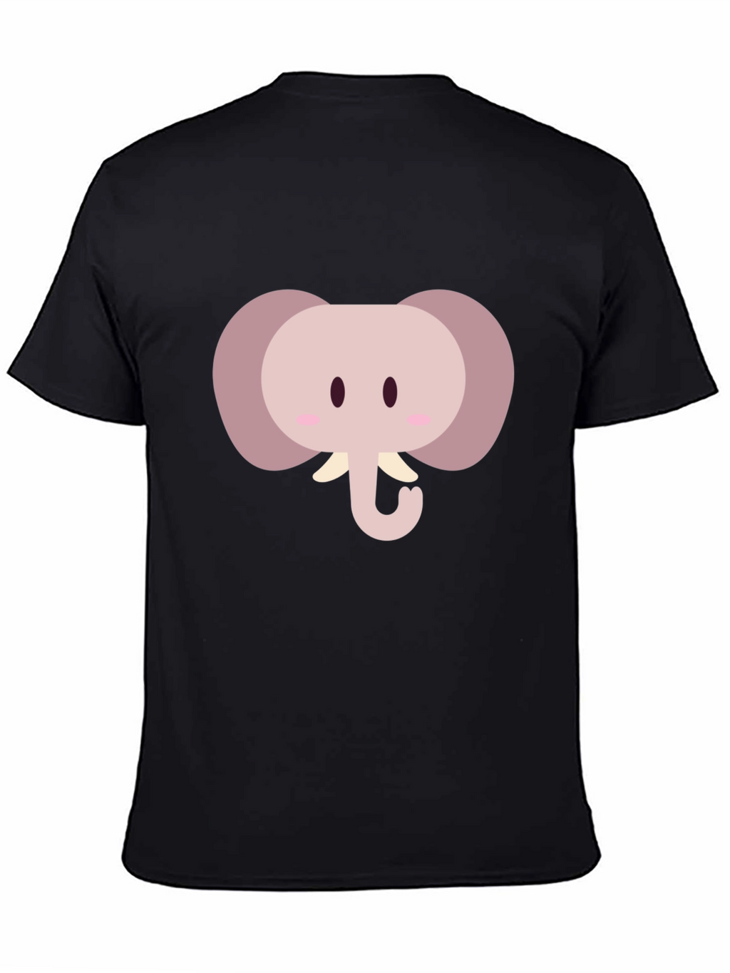 Cute Cartoon Elephant Graphic Tee - Black
