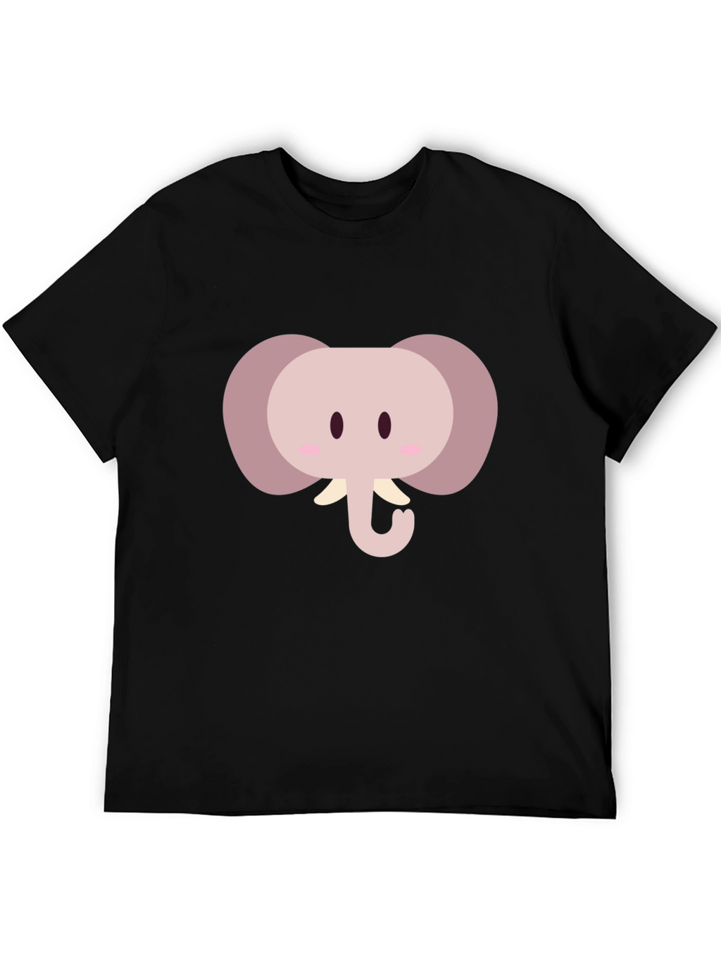 Cute Cartoon Elephant Graphic Tee - Black