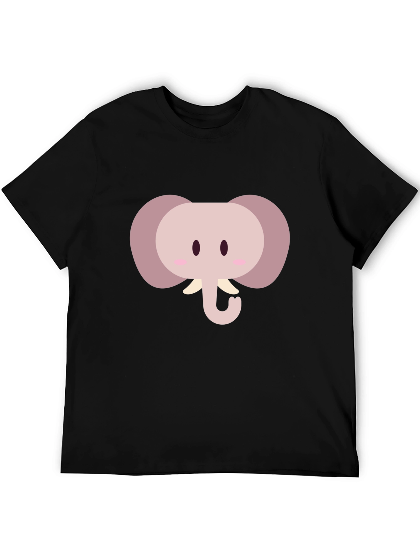 Cute Cartoon Elephant Graphic Tee - Black