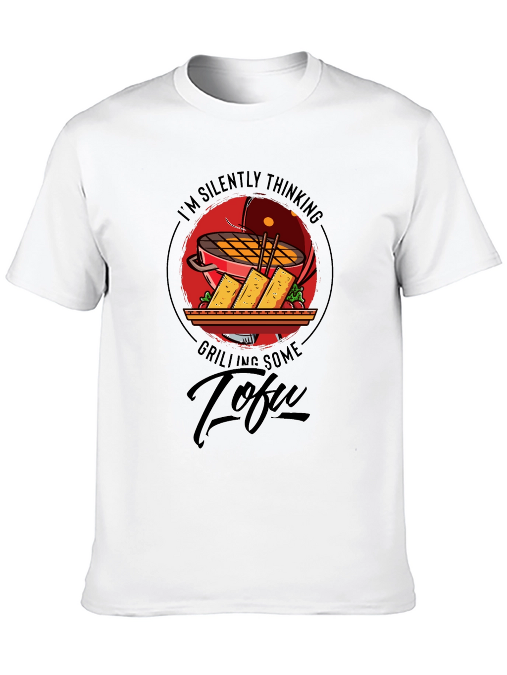 Grilling Tofu Graphic T-Shirt - Vegan BBQ Humor