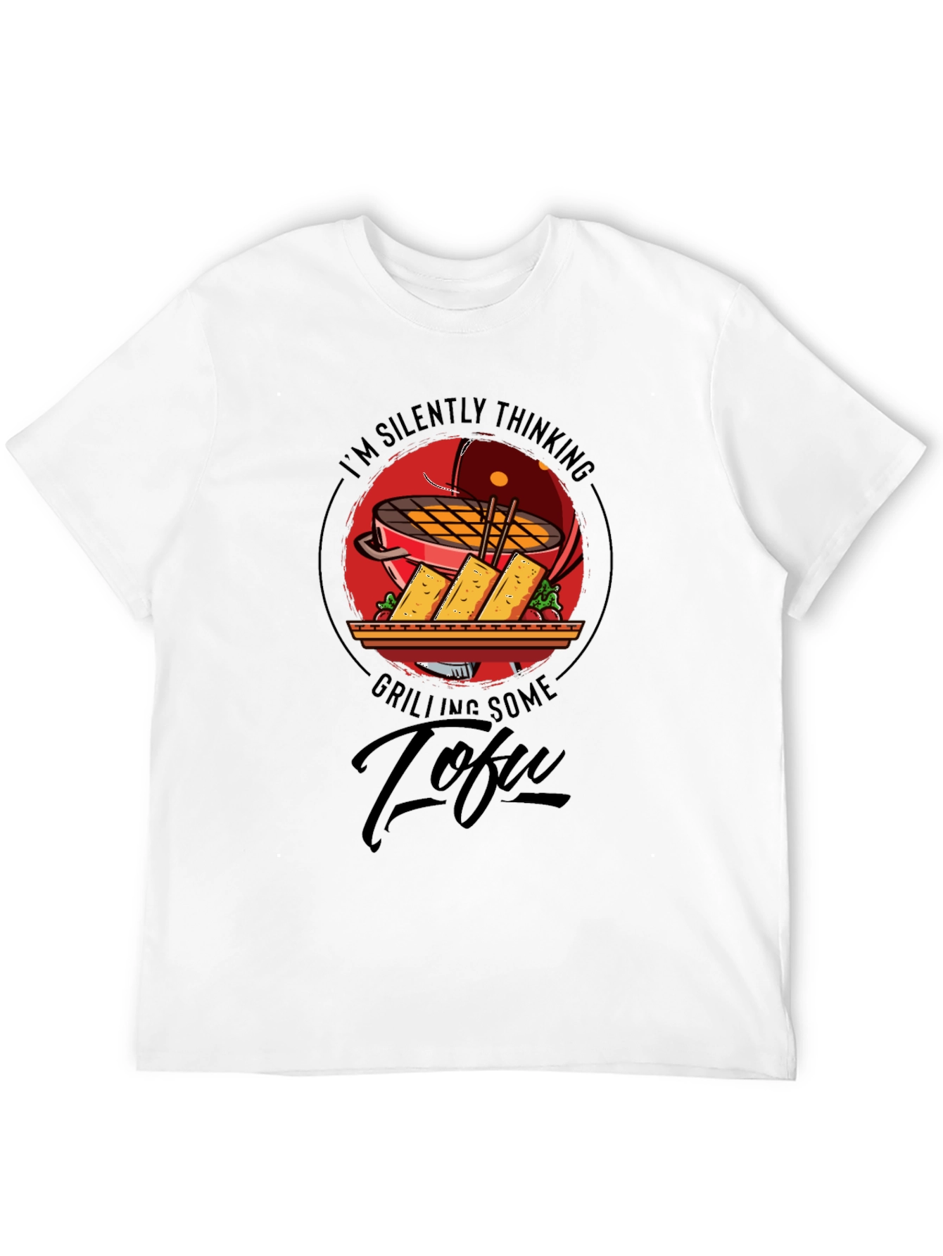Grilling Tofu Graphic T-Shirt - Vegan BBQ Humor