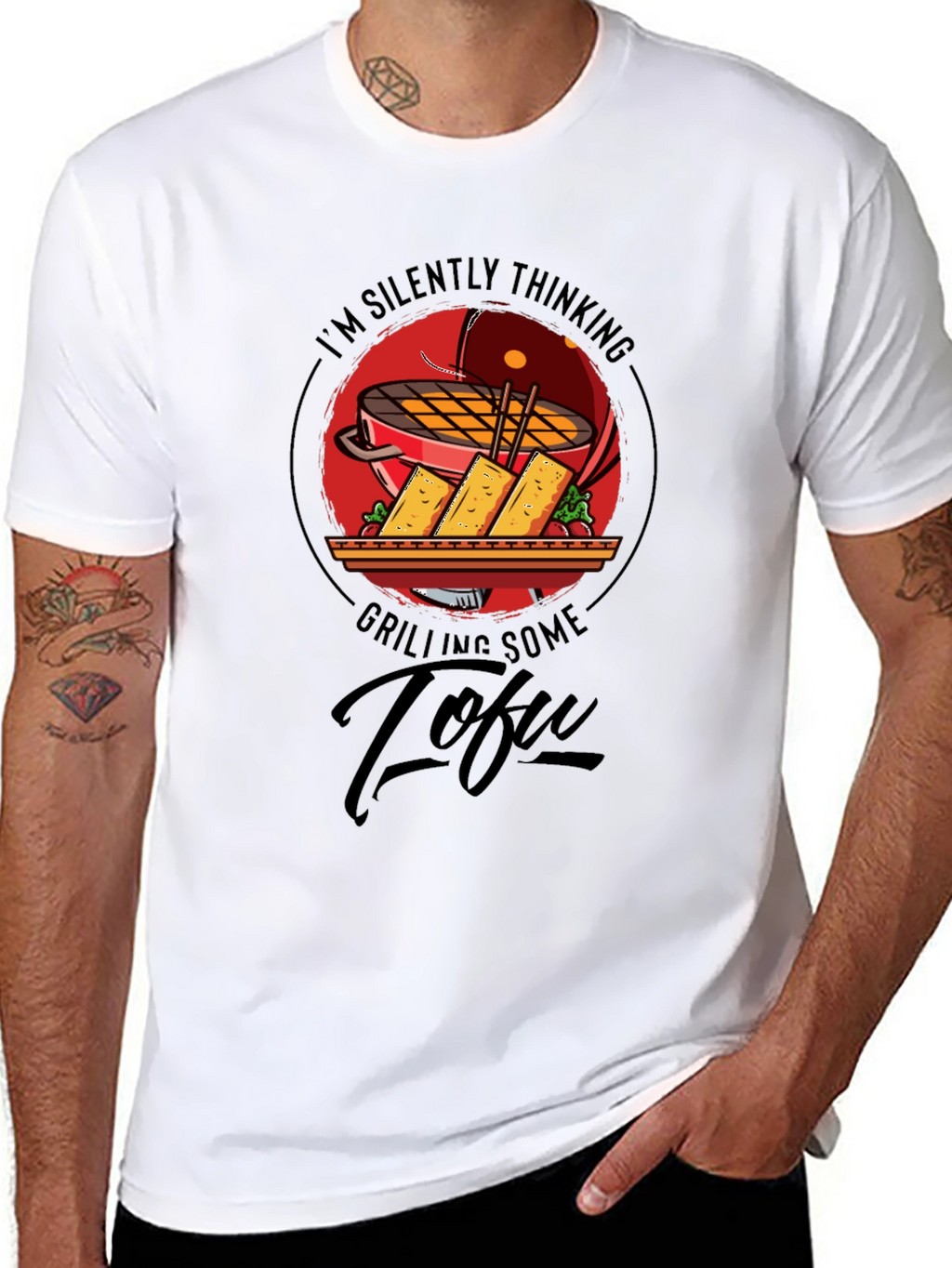Grilling Tofu Graphic T-Shirt - Vegan BBQ Humor