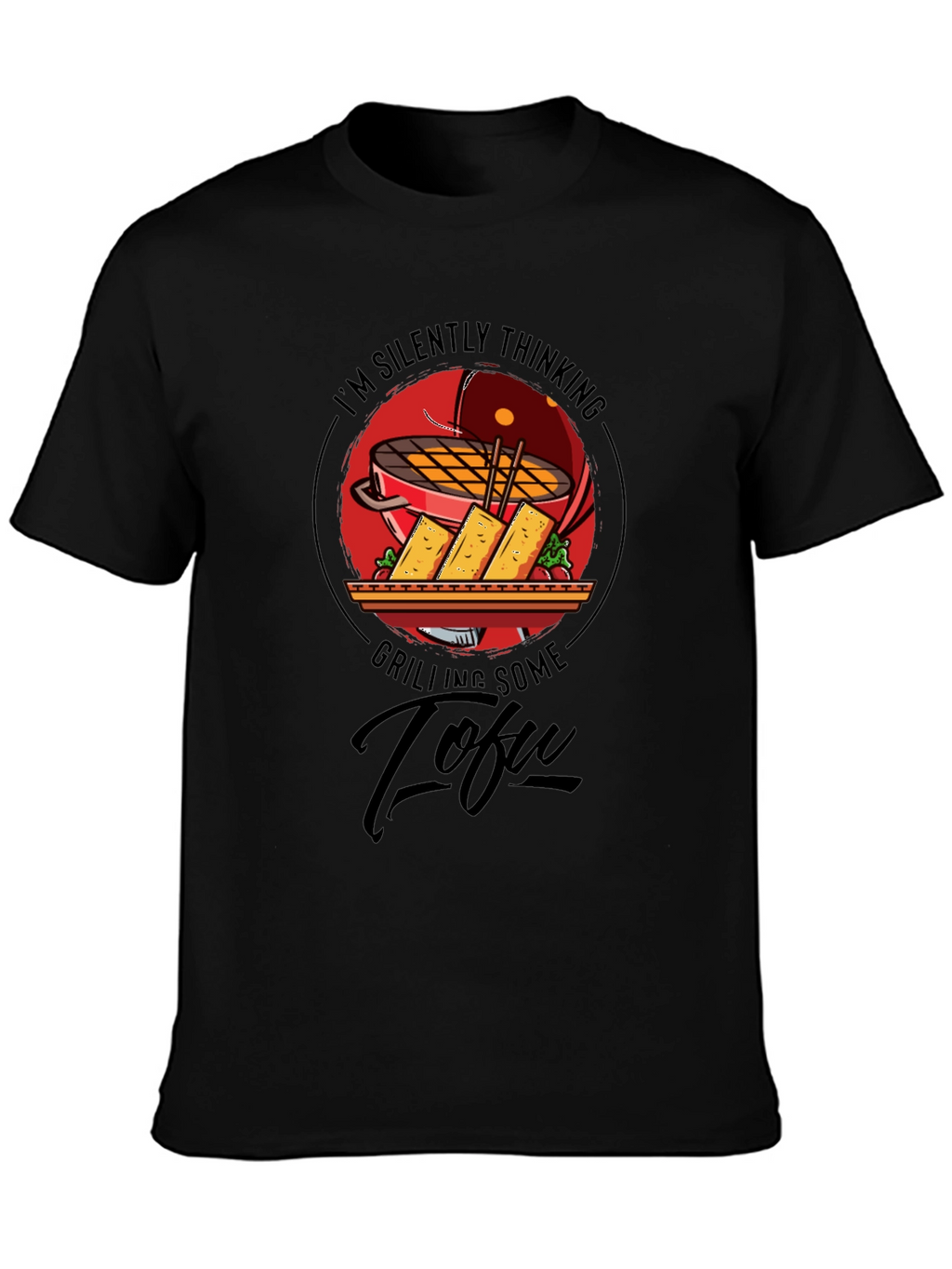 Grilling Tofu Graphic T-Shirt - Vegan BBQ Humor