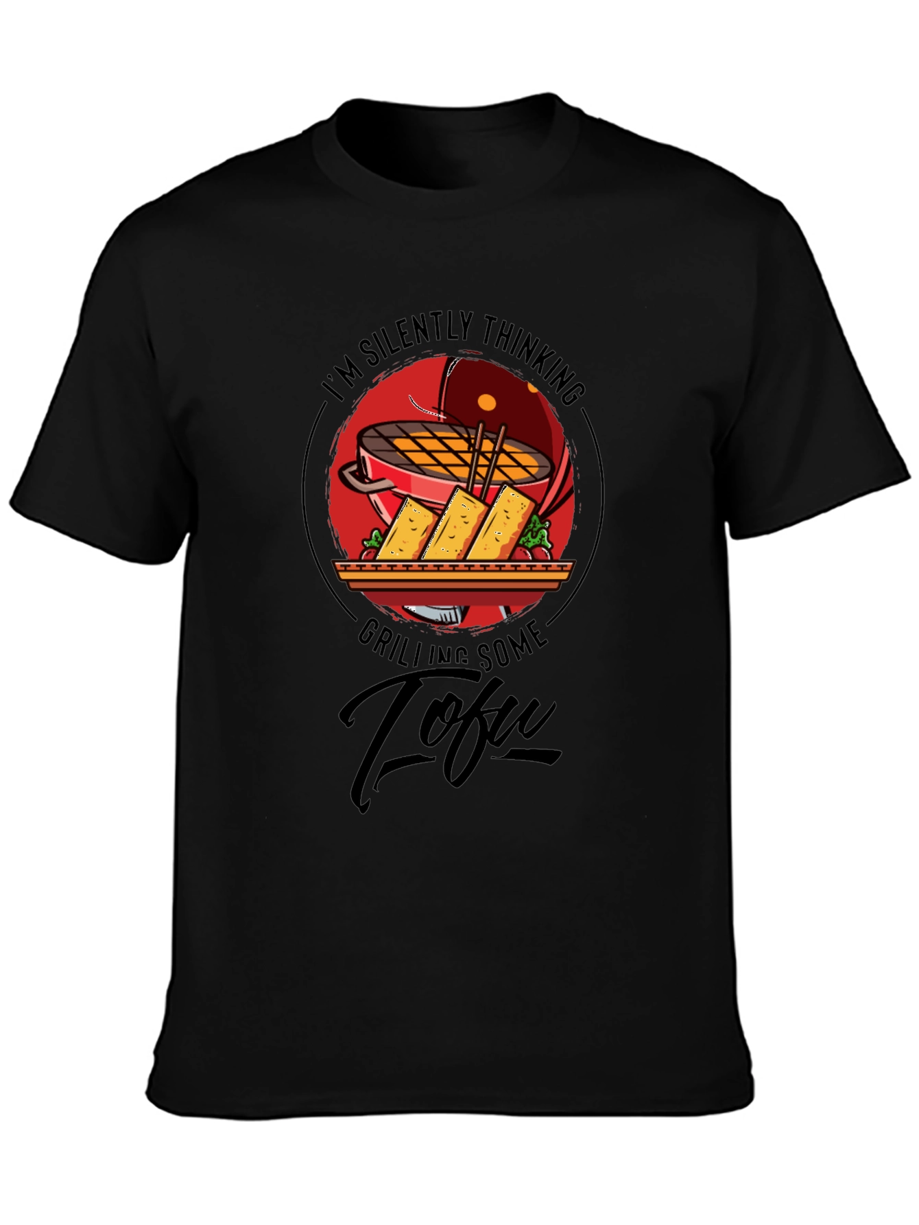 Grilling Tofu Graphic T-Shirt - Vegan BBQ Humor