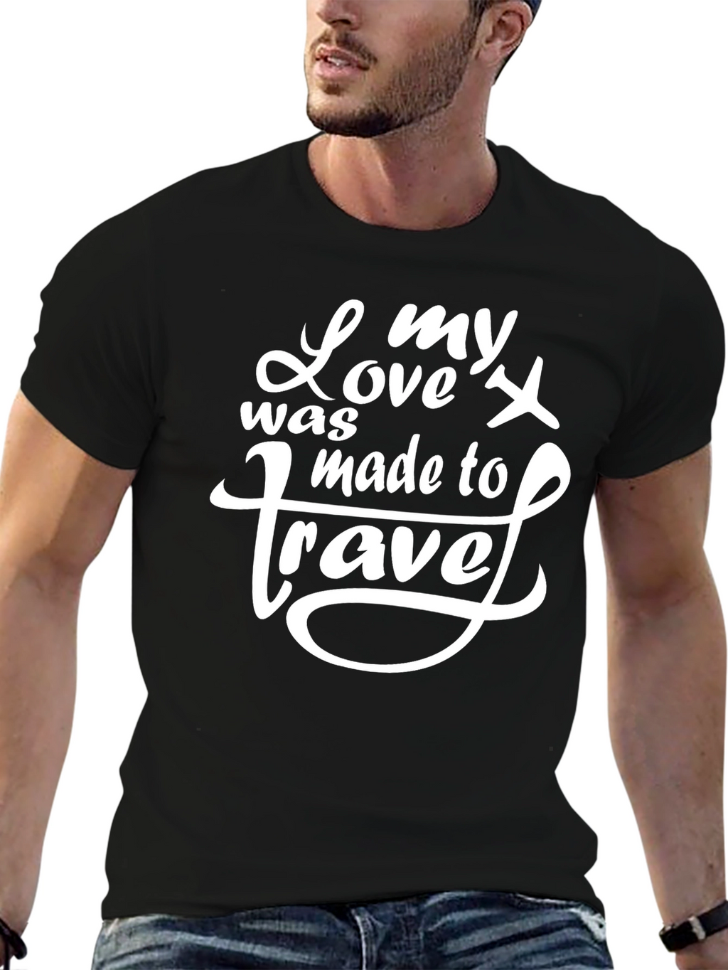 My Love was Made to Travel Black T-Shirt