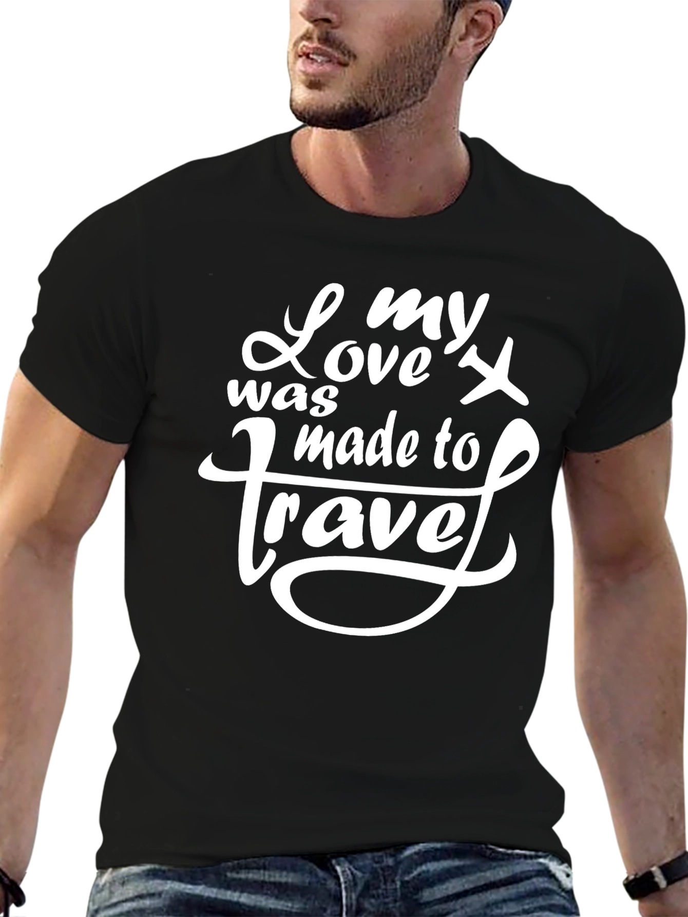 My Love was Made to Travel Black T-Shirt