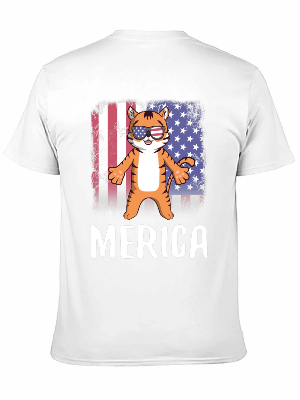 Patriotic Tiger Graphic T-Shirt - Merica Pride