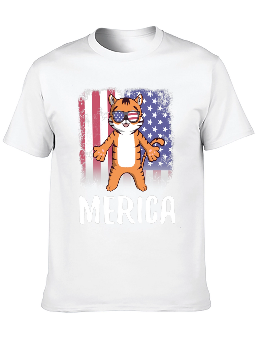 Patriotic Tiger Graphic T-Shirt - Merica Pride