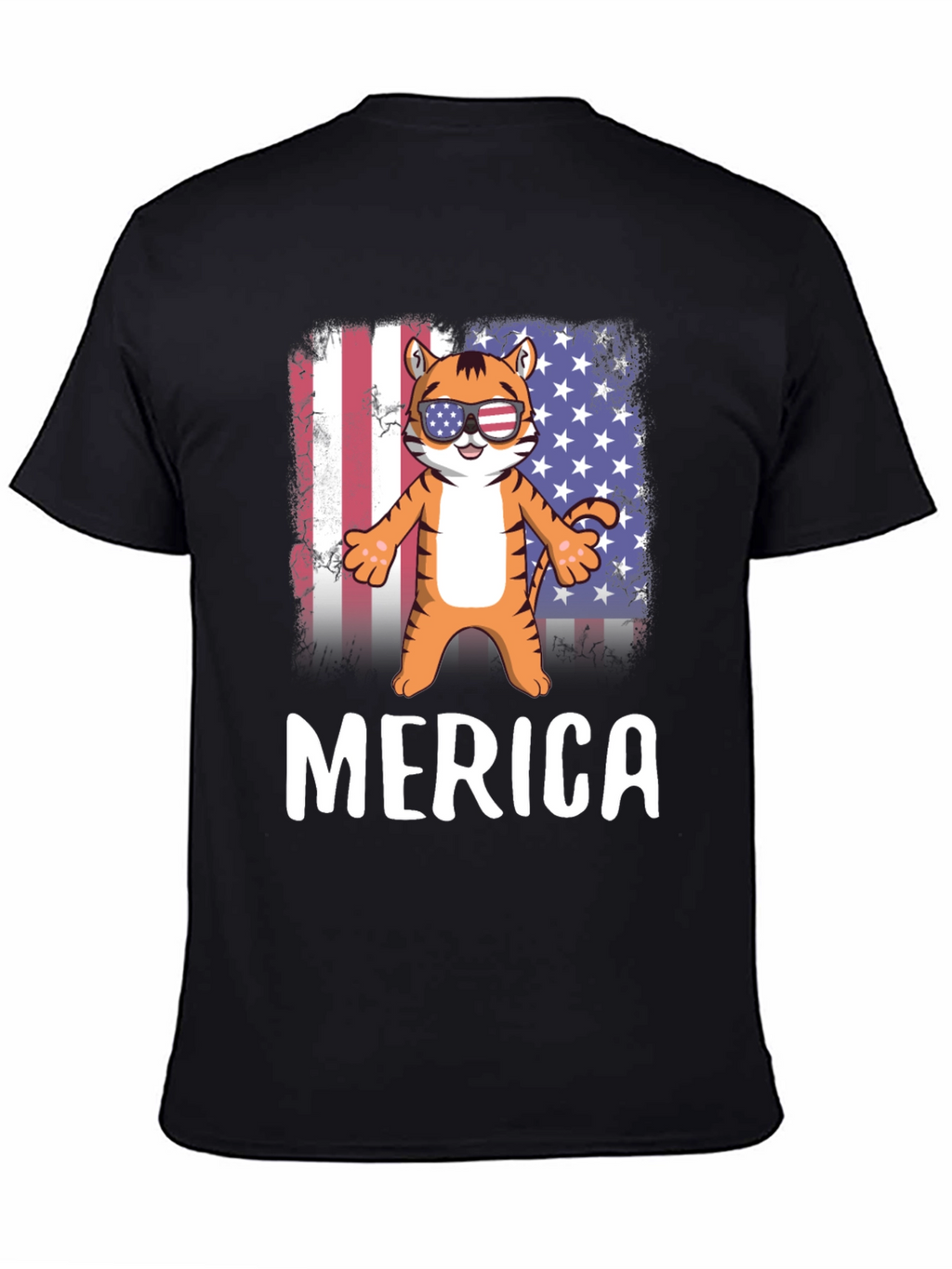 Patriotic Tiger Graphic T-Shirt - Merica Pride