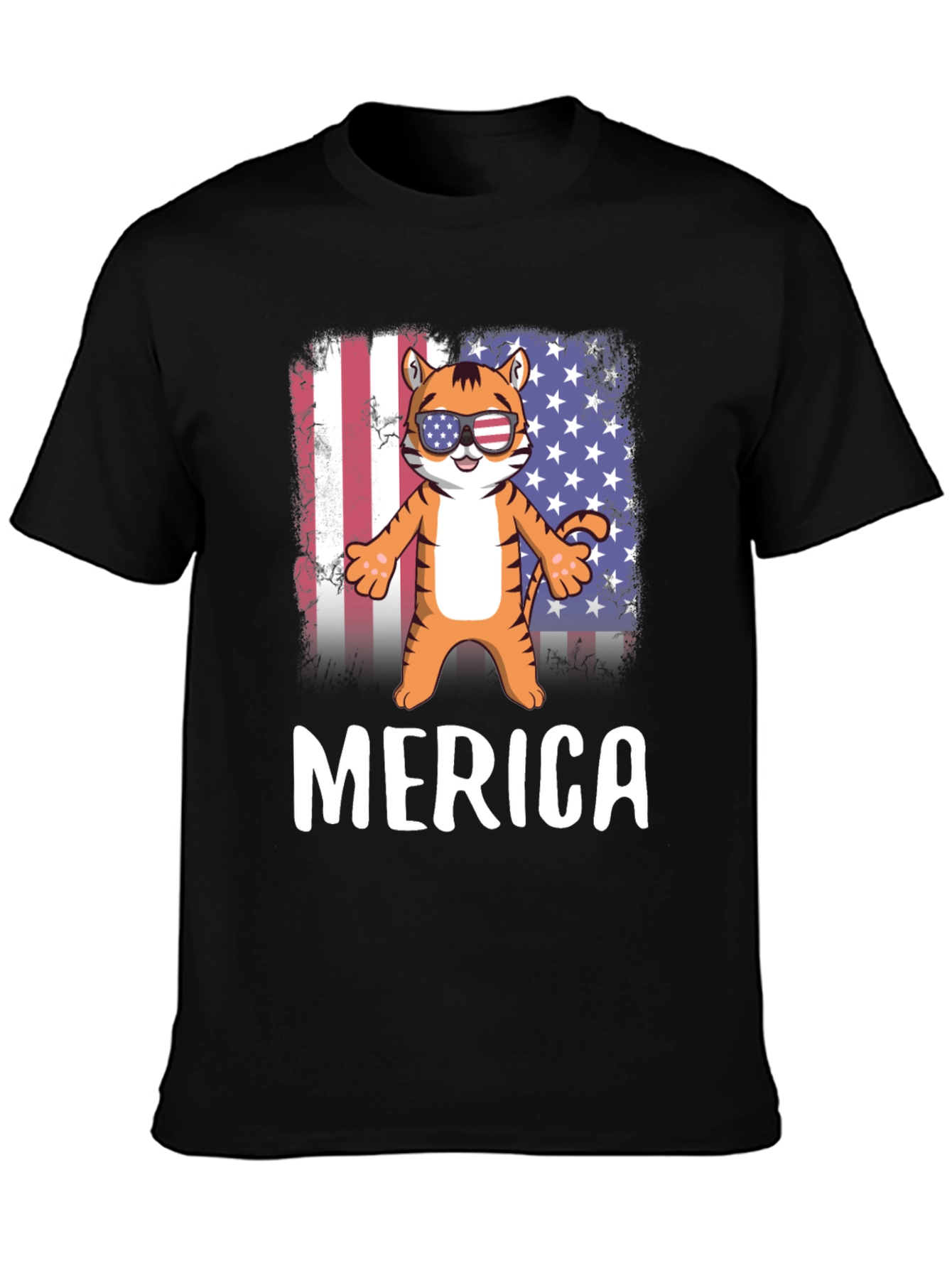 Patriotic Tiger Graphic T-Shirt - Merica Pride