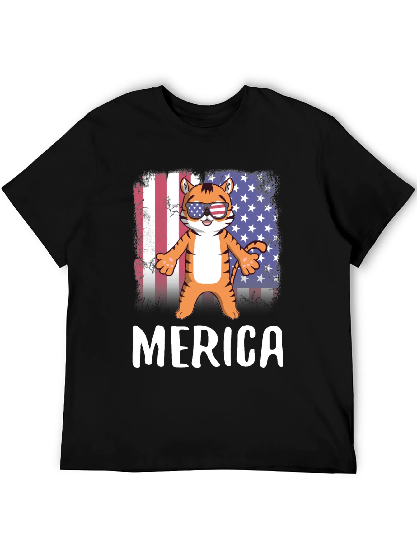 Patriotic Tiger Graphic T-Shirt - Merica Pride