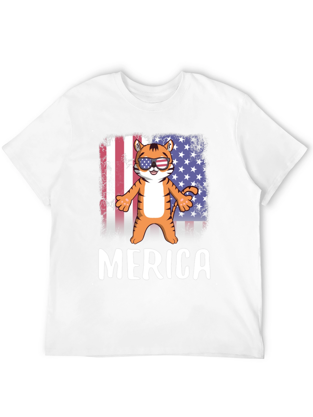 Patriotic Tiger Graphic T-Shirt - Merica Pride