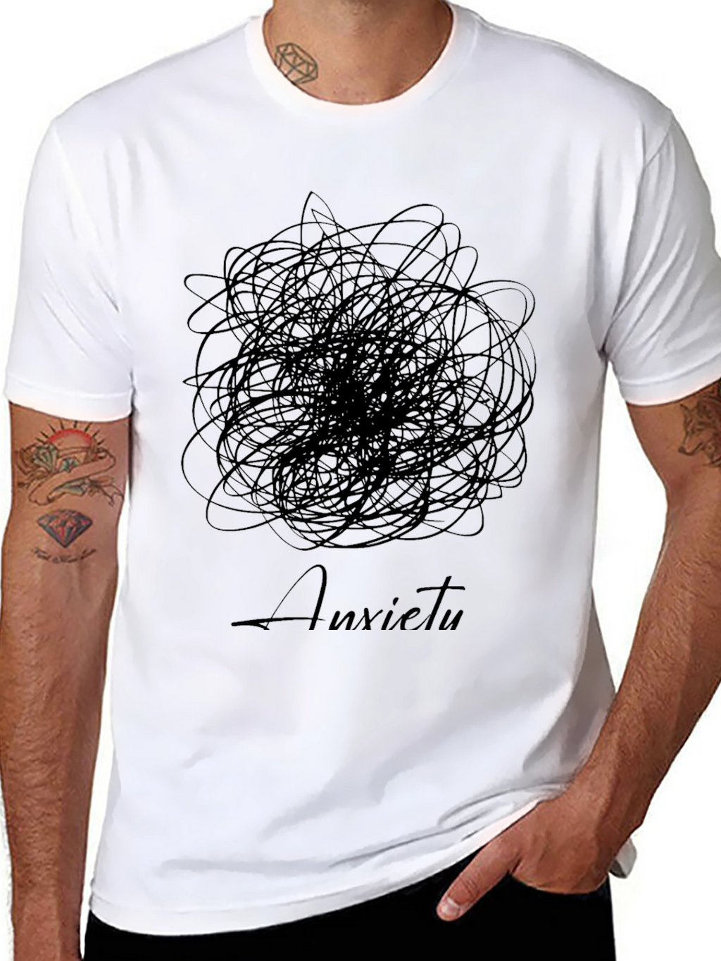 Anxiety Scribble Graphic Tee - Black