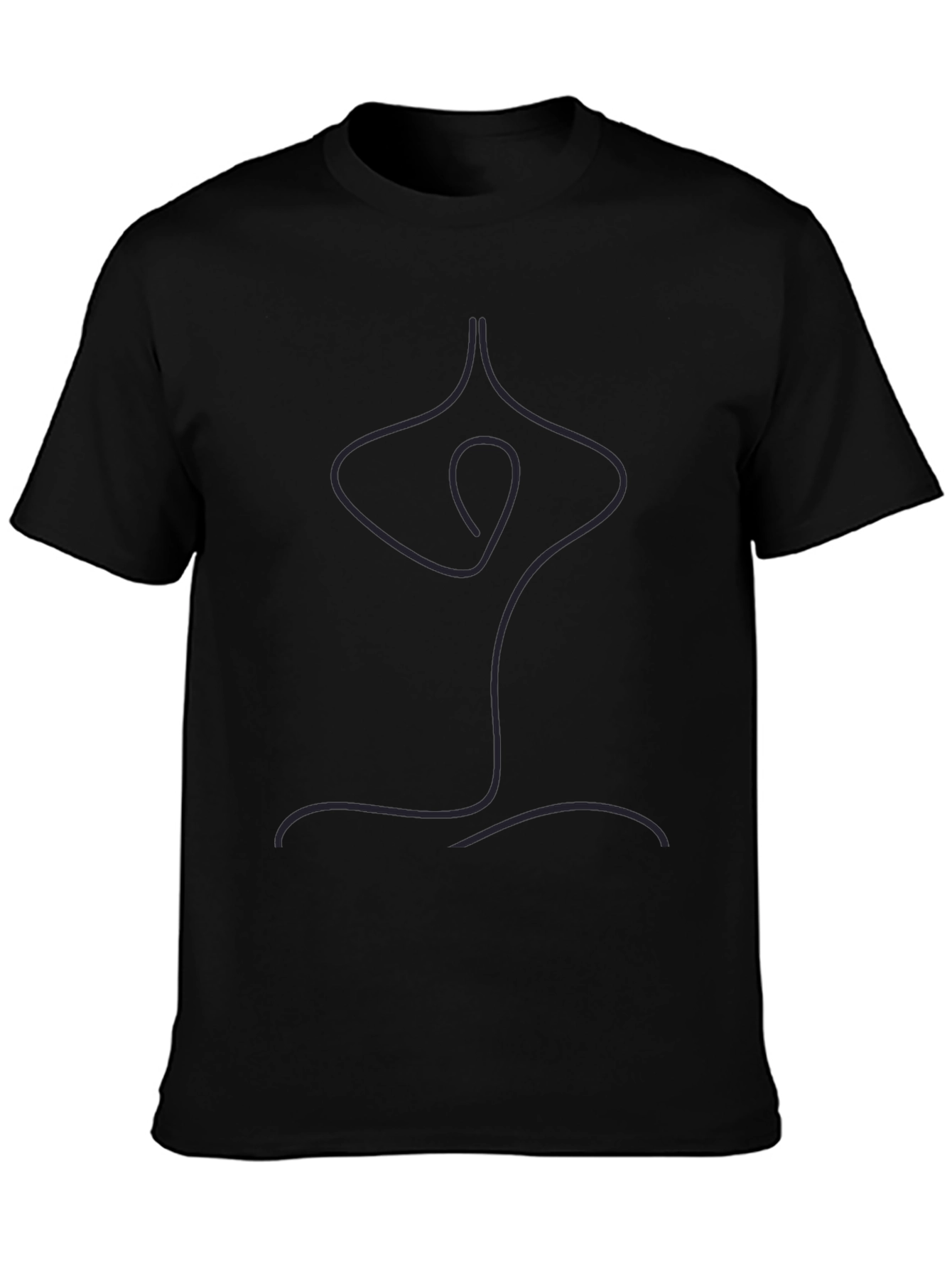 Minimalist Yoga Pose Graphic Tee - Black Cotton T-Shirt
