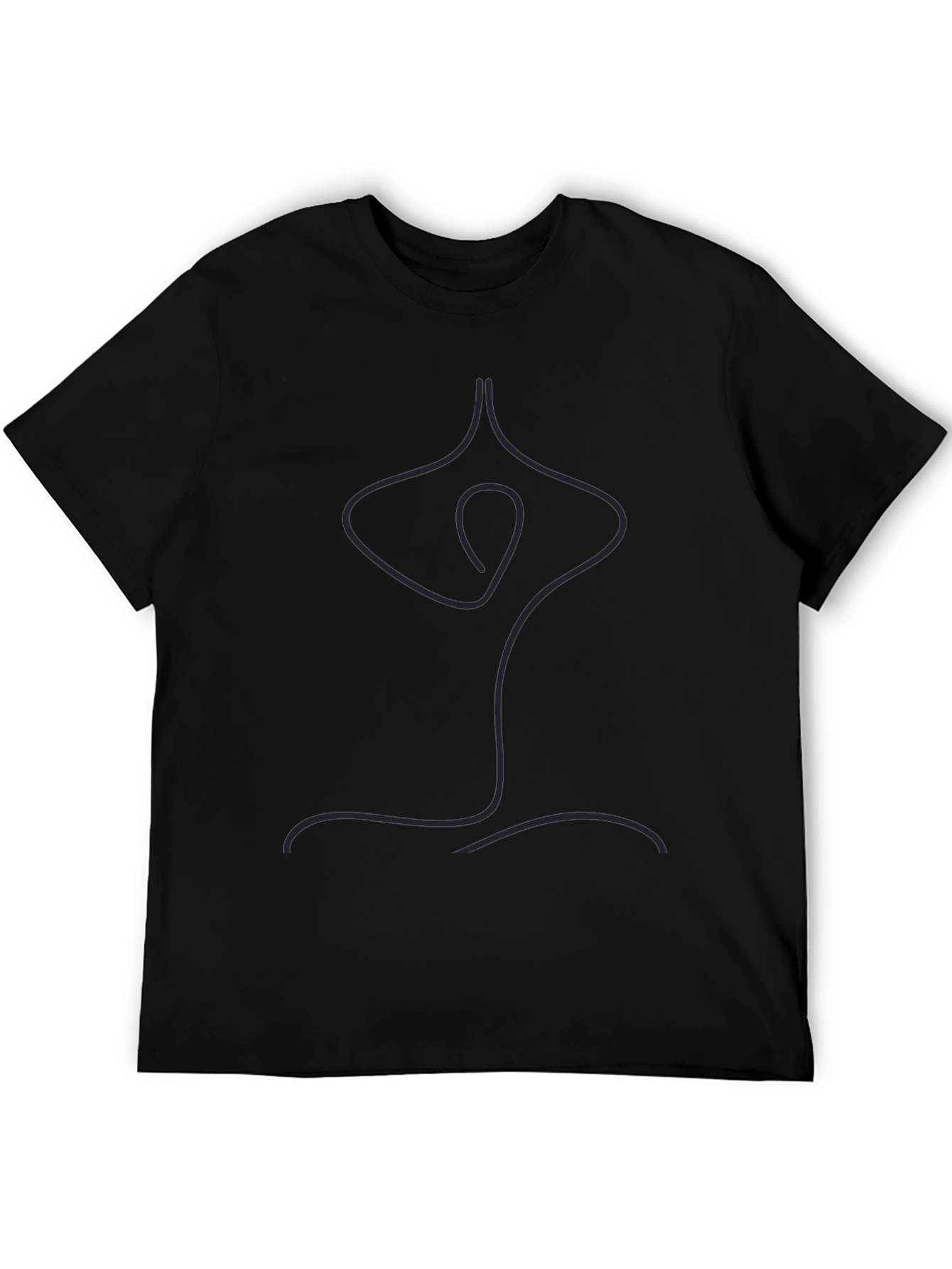 Minimalist Yoga Pose Graphic Tee - Black Cotton T-Shirt