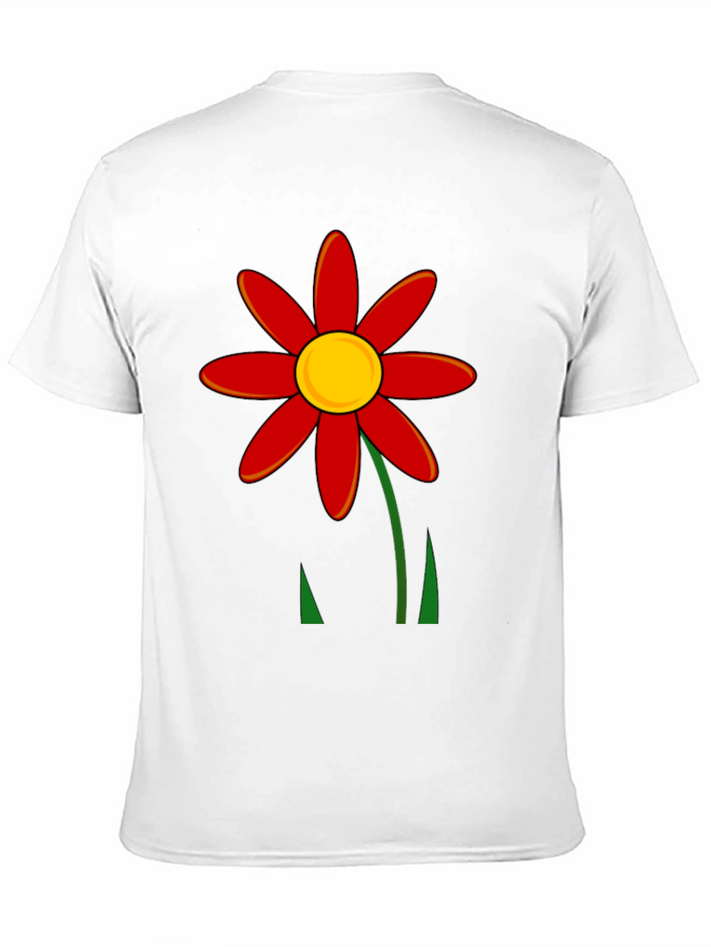 Red Flower Graphic T-Shirt - Black