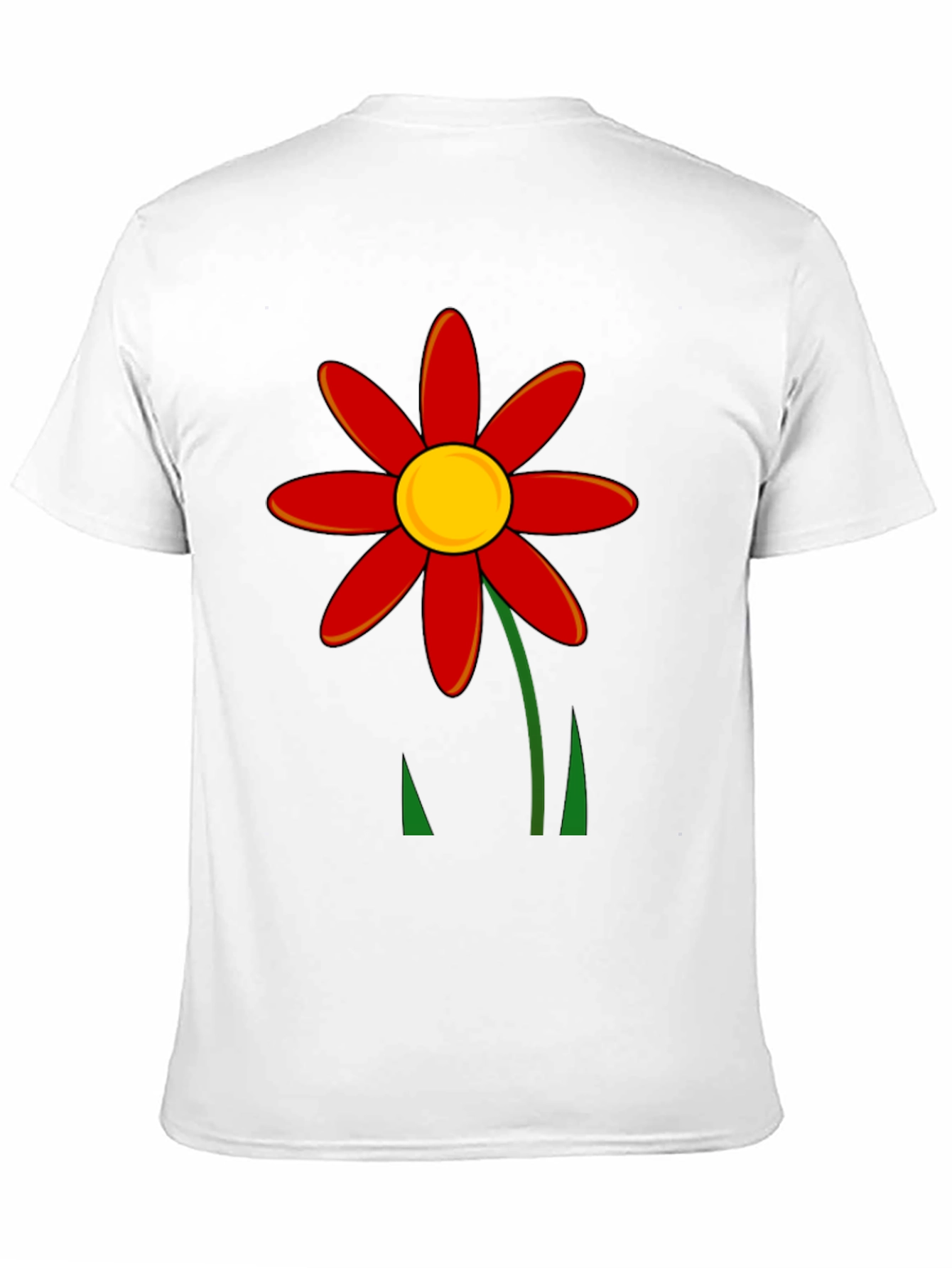 Red Flower Graphic T-Shirt - Black