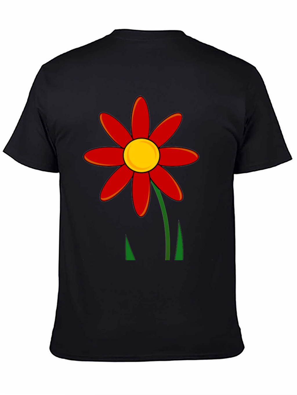 Red Flower Graphic T-Shirt - Black