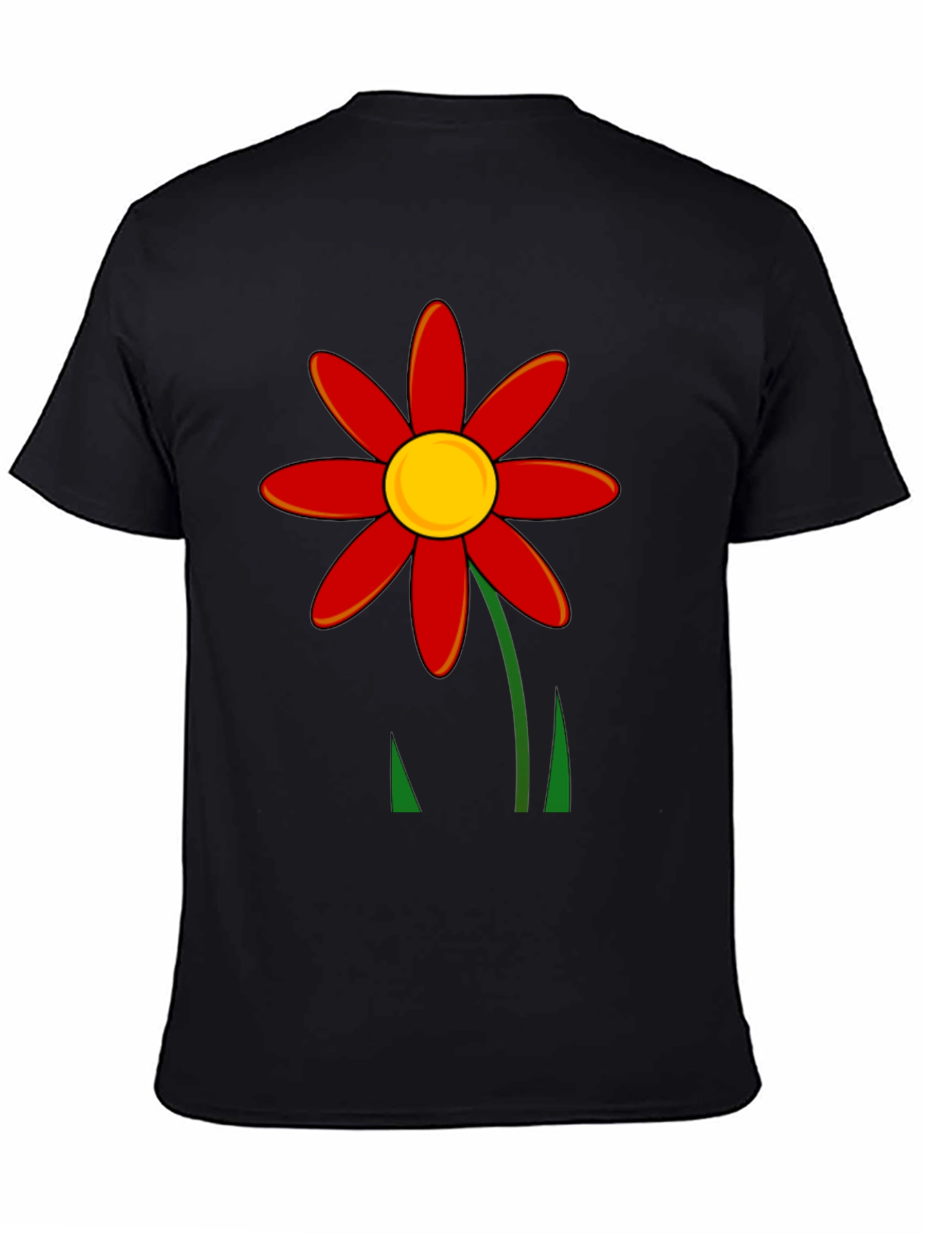 Red Flower Graphic T-Shirt - Black