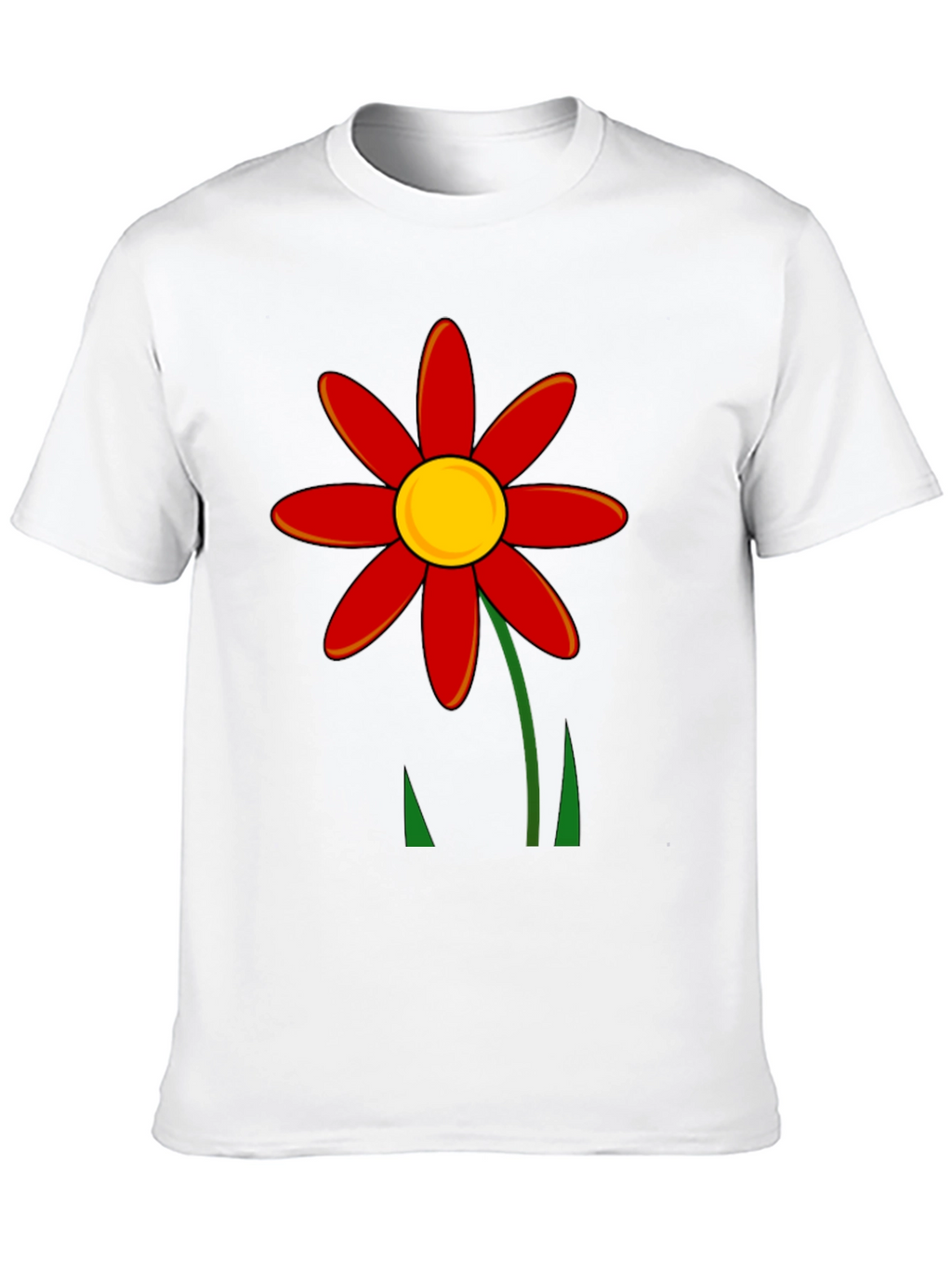 Red Flower Graphic T-Shirt - Black