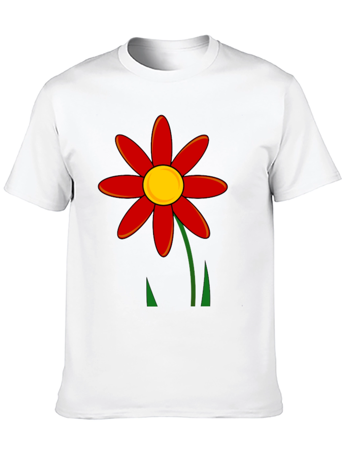Red Flower Graphic T-Shirt - Black
