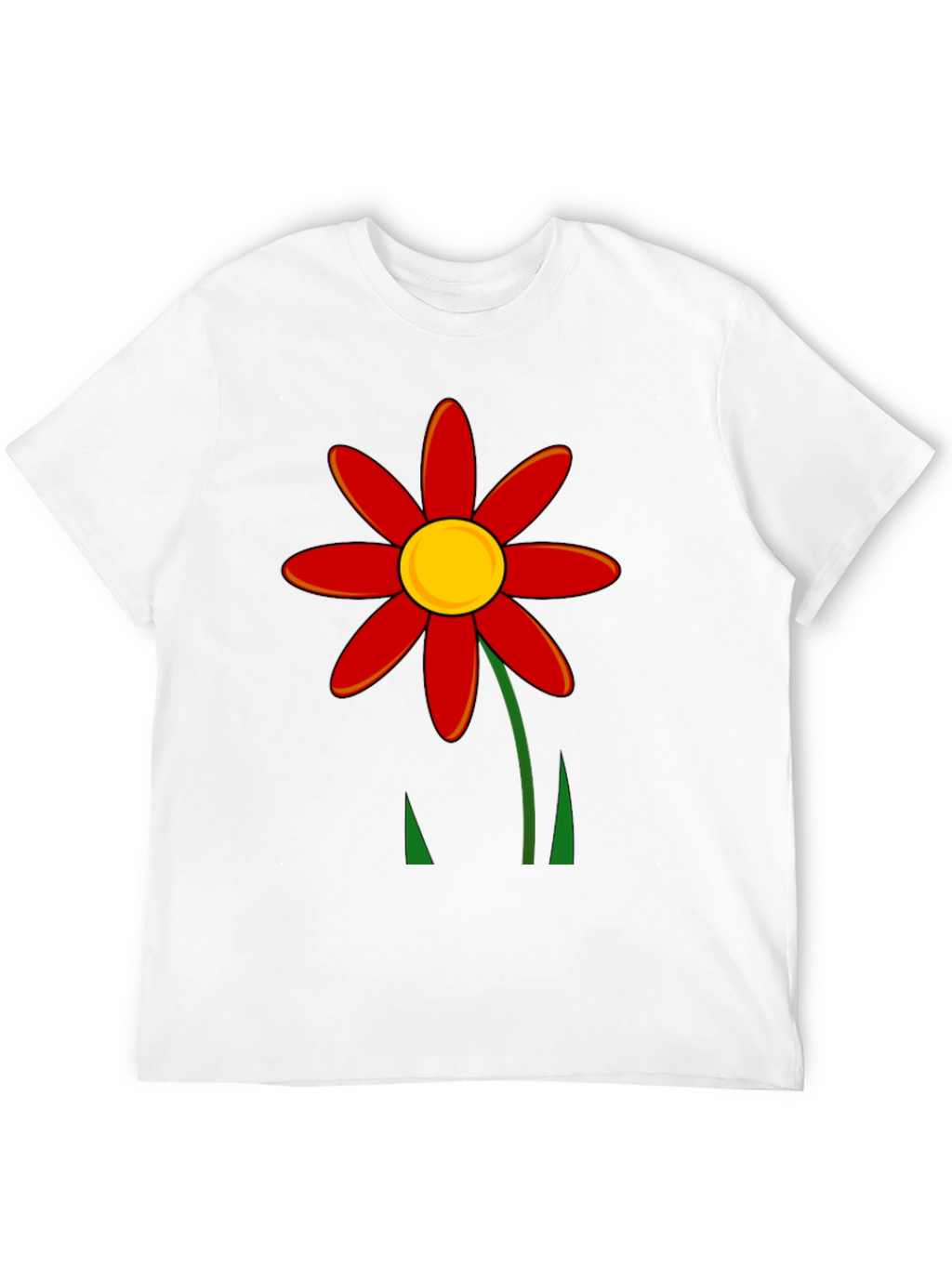 Red Flower Graphic T-Shirt - Black
