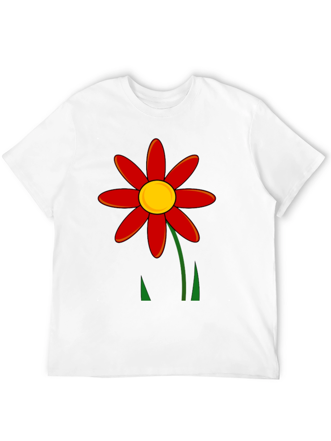 Red Flower Graphic T-Shirt - Black