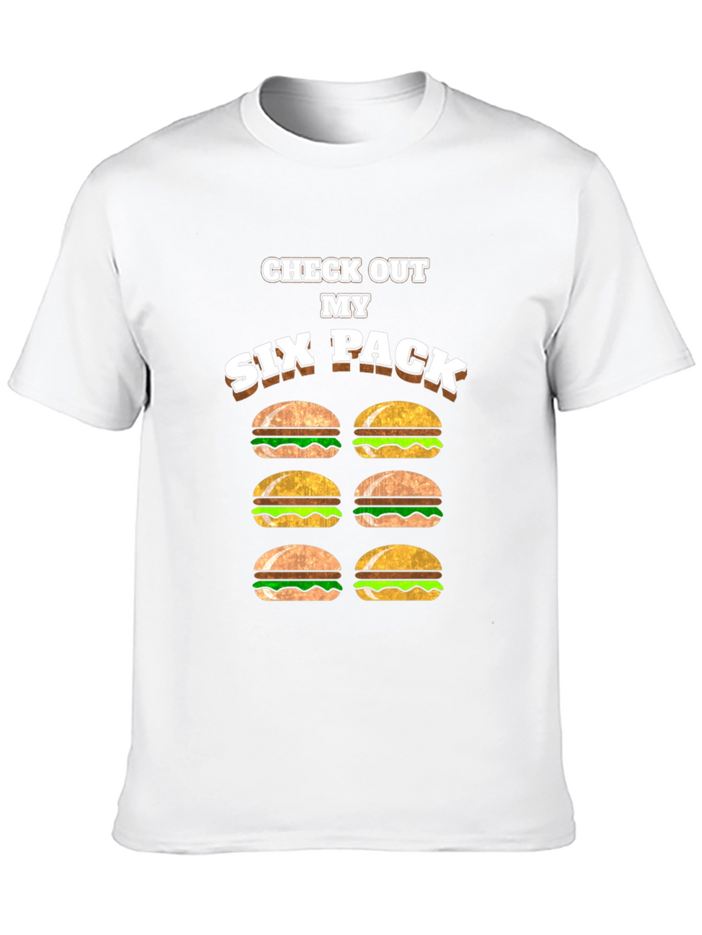 Funny Six Pack Burger T-Shirt - Novelty Graphic Tee