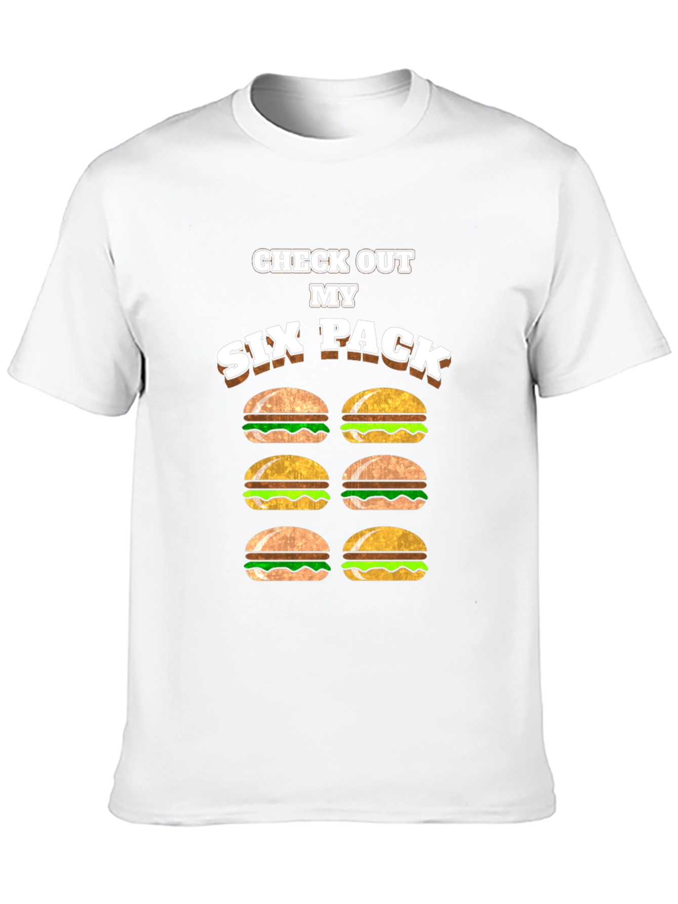 Funny Six Pack Burger T-Shirt - Novelty Graphic Tee