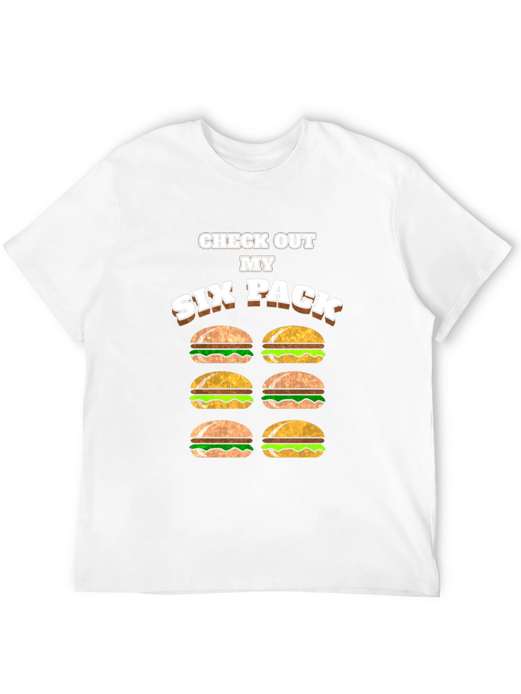Funny Six Pack Burger T-Shirt - Novelty Graphic Tee