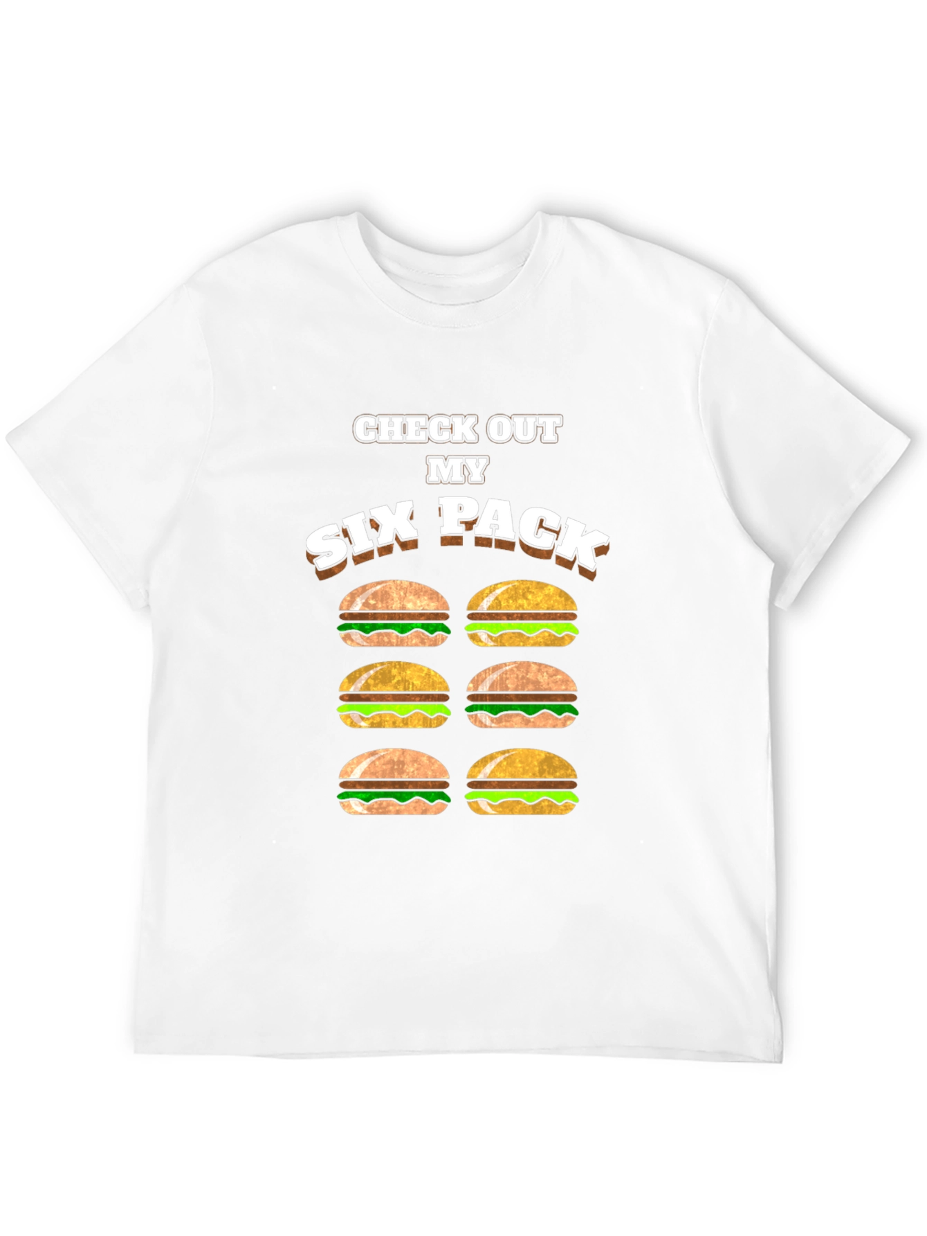 Funny Six Pack Burger T-Shirt - Novelty Graphic Tee