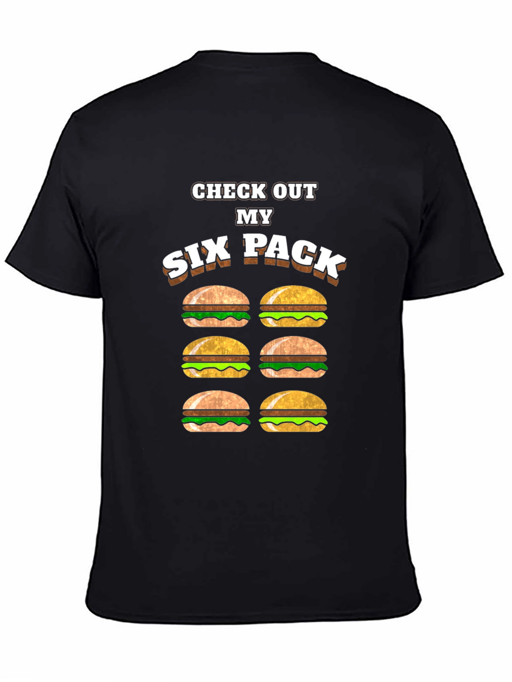 Funny Six Pack Burger T-Shirt - Novelty Graphic Tee