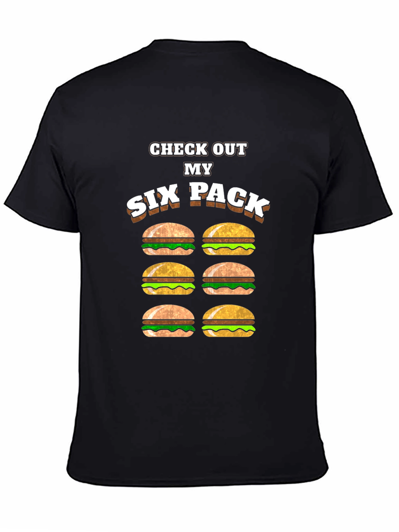 Funny Six Pack Burger T-Shirt - Novelty Graphic Tee