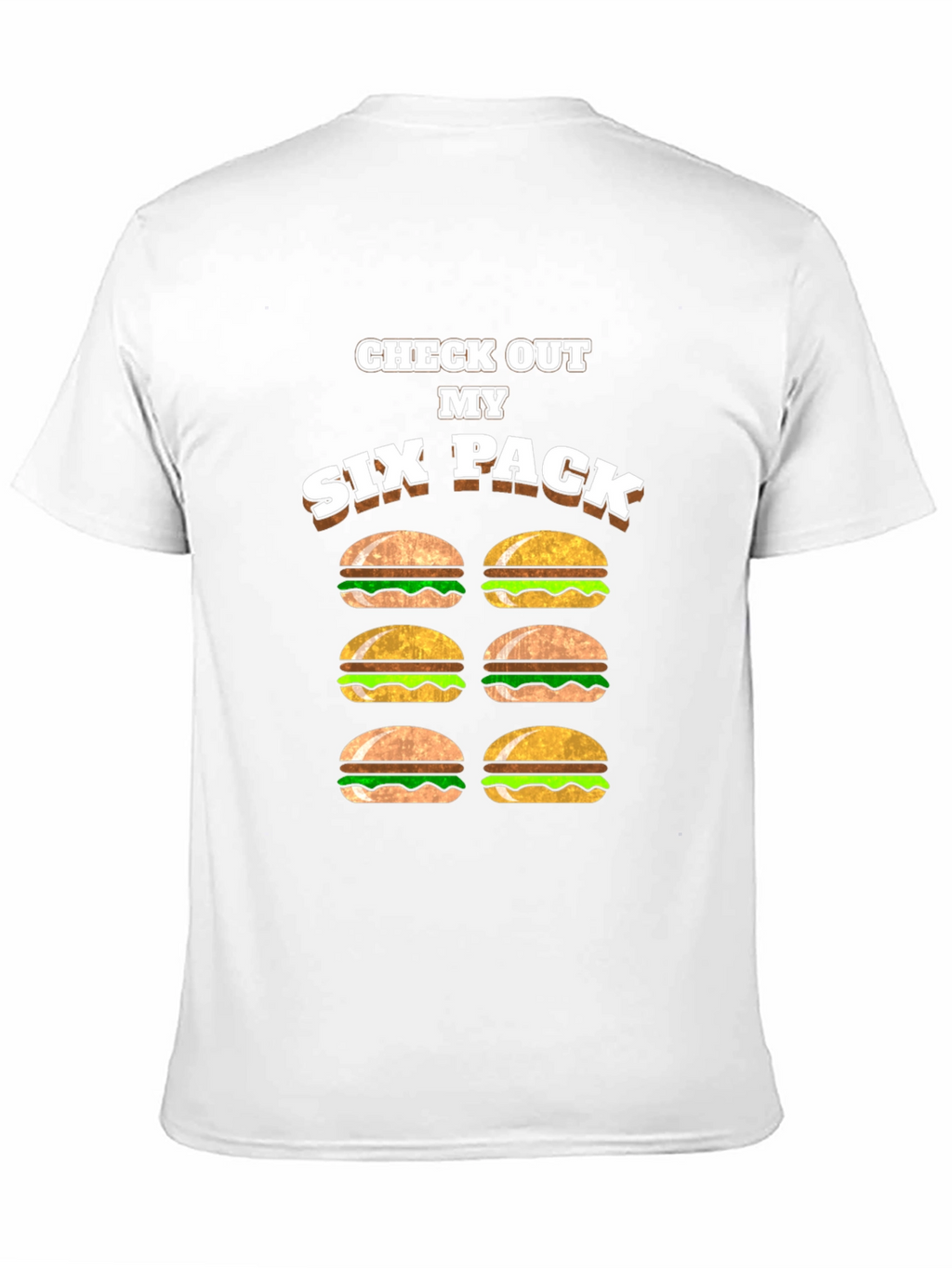 Funny Six Pack Burger T-Shirt - Novelty Graphic Tee