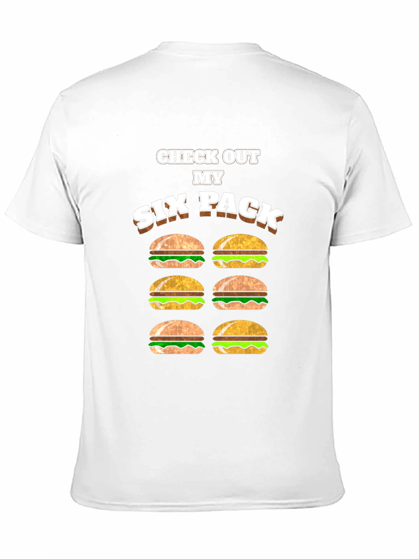 Funny Six Pack Burger T-Shirt - Novelty Graphic Tee