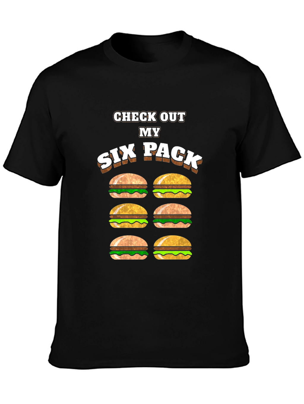 Funny Six Pack Burger T-Shirt - Novelty Graphic Tee