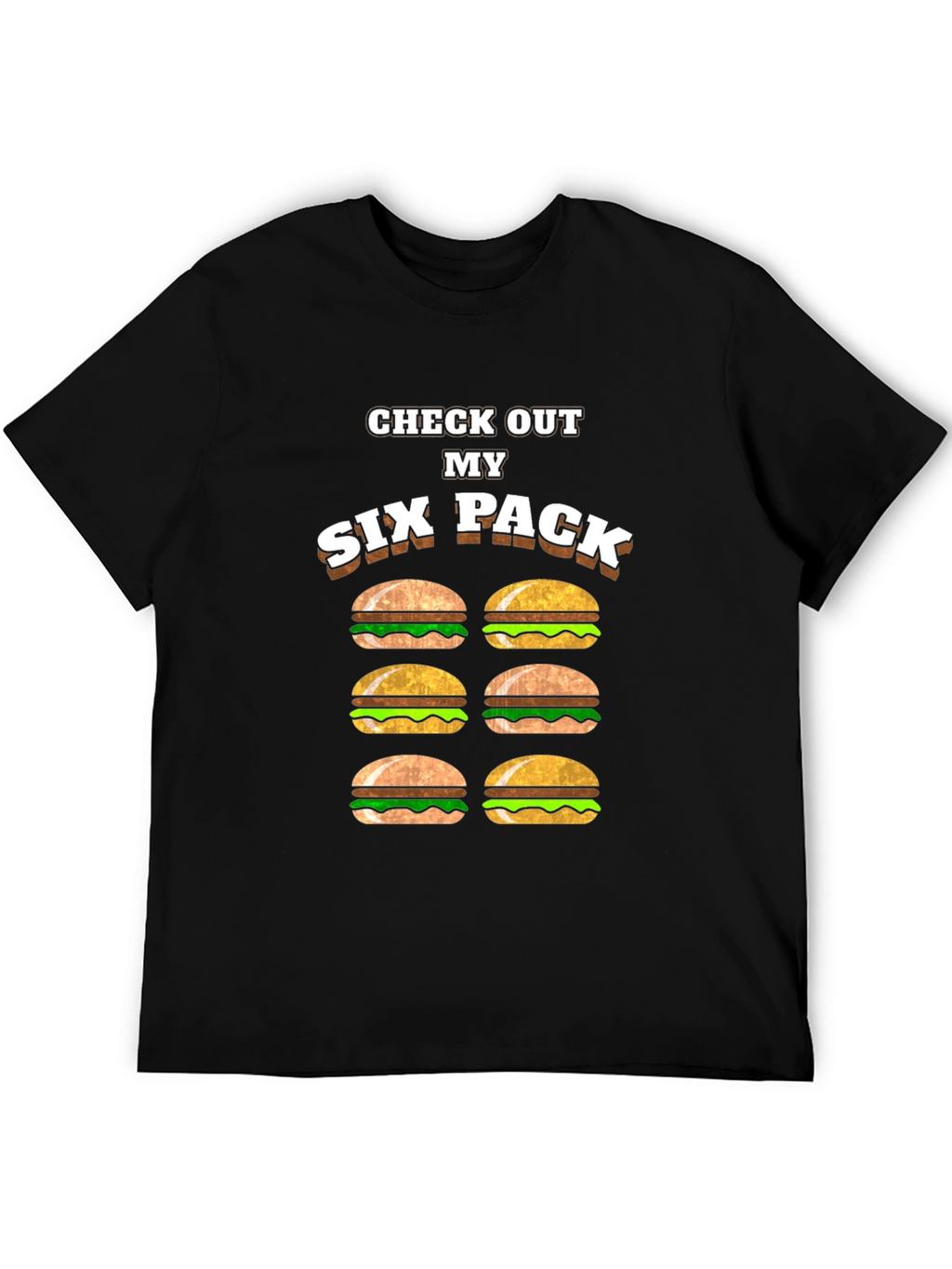 Funny Six Pack Burger T-Shirt - Novelty Graphic Tee