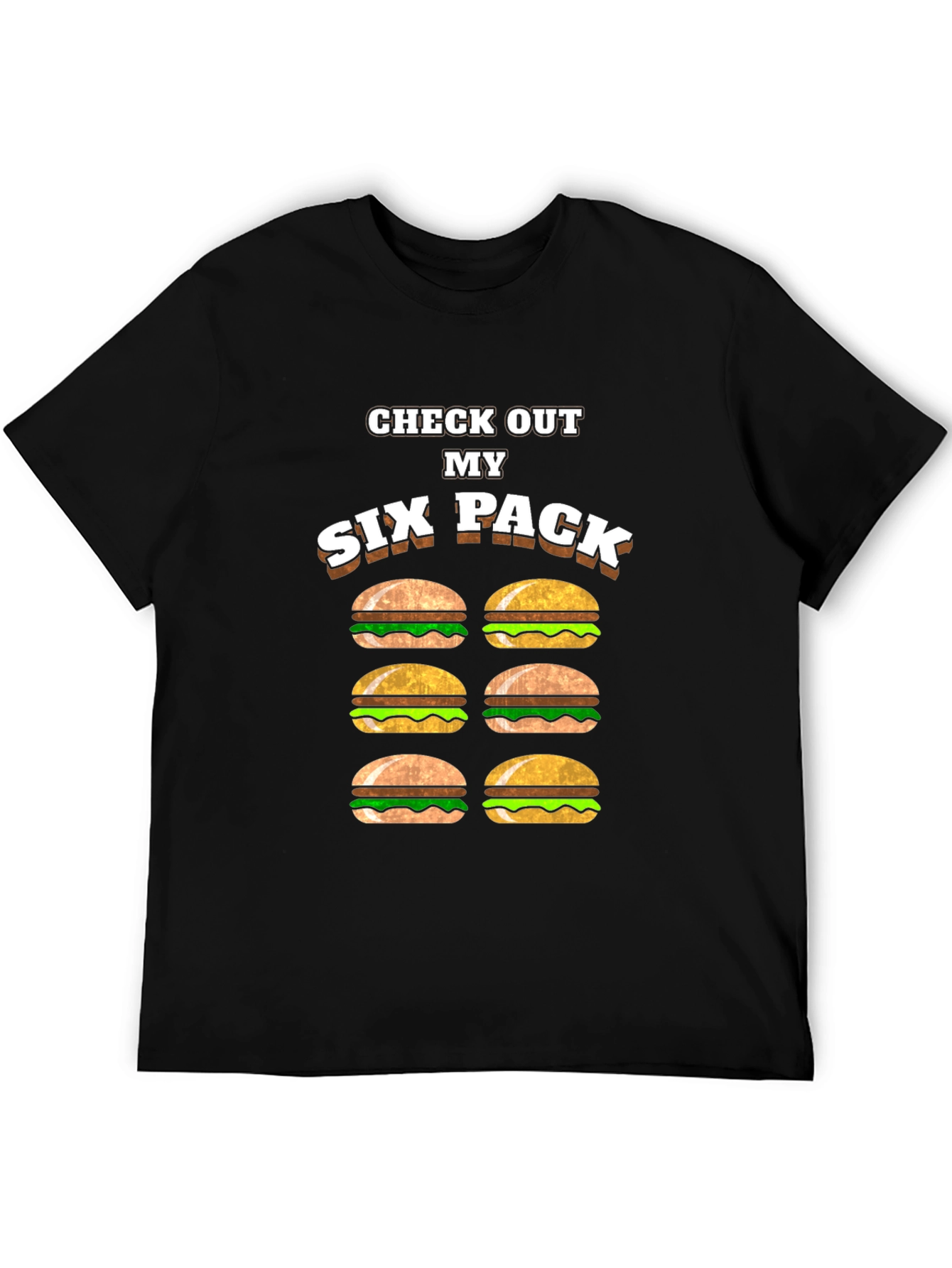 Funny Six Pack Burger T-Shirt - Novelty Graphic Tee