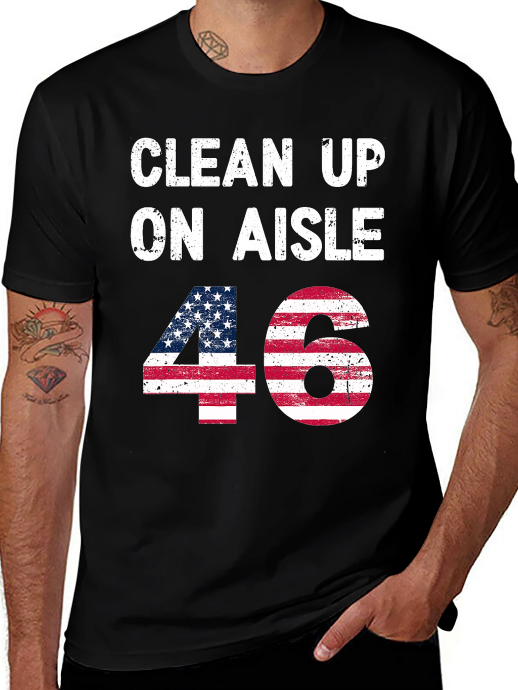 Clean Up On Aisle 46 American Flag Tee